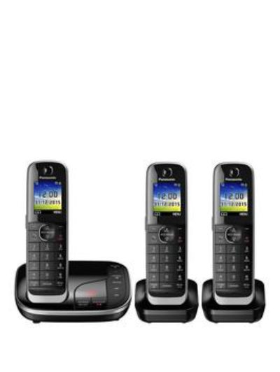 Panasonic Kx-Tgj323Eb Trio Cordless Telephone With Answering Machine - Black Panasonic Kx-Tgj323Eb Trio Cordless Telephone With Answering Machine - Black
